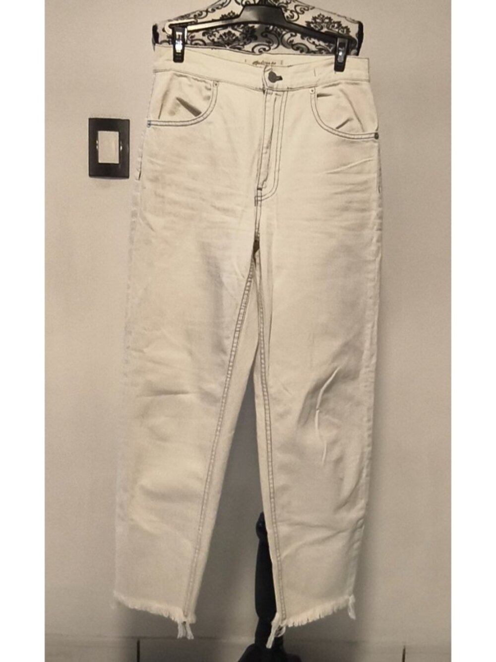 Madewell The Perfect Vintage Wide-Leg Crop Jeans Size 25 White High Rise 26”